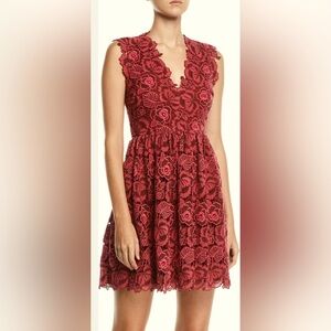 Elegant Floral Red Lace Kate Spade Dress